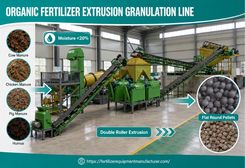 fertilizer roller granulation line of 20% moisture organic compost